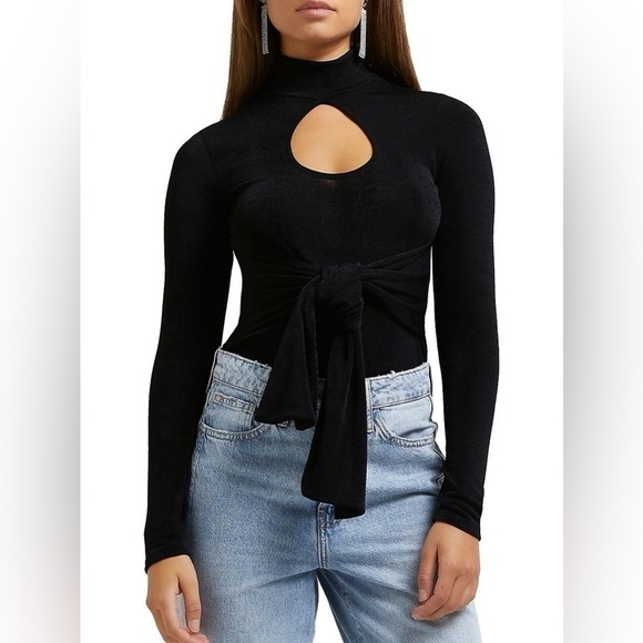 NWT River Island Cut-Out Detail Belted Wrap Top, UK14/US10 - Picture 3 of 14